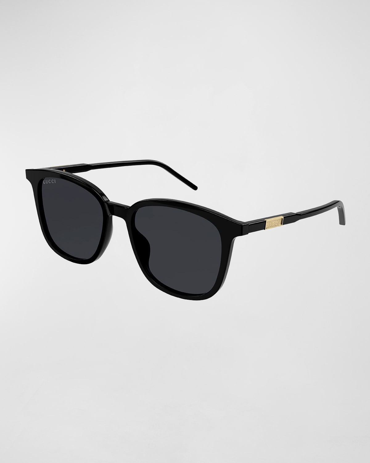 Gucci Men's Logo Plaqué Rectangle Sunglasses In Black