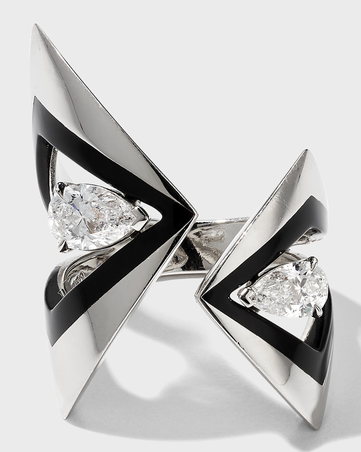 Etho Maria Platinum Ring with Diamonds and Black Ceramic, Size 6.5
