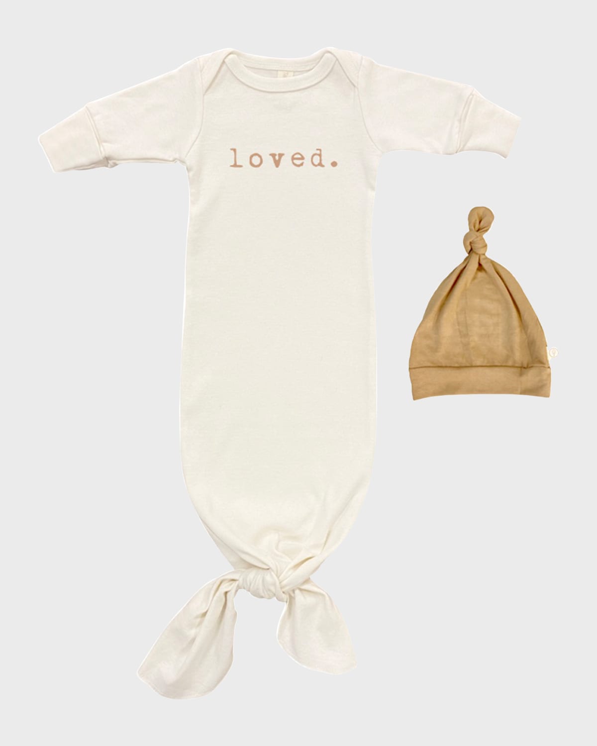 Tenth & Pine Kid's Loved Knotted Gown W/ Hat In Natural 3