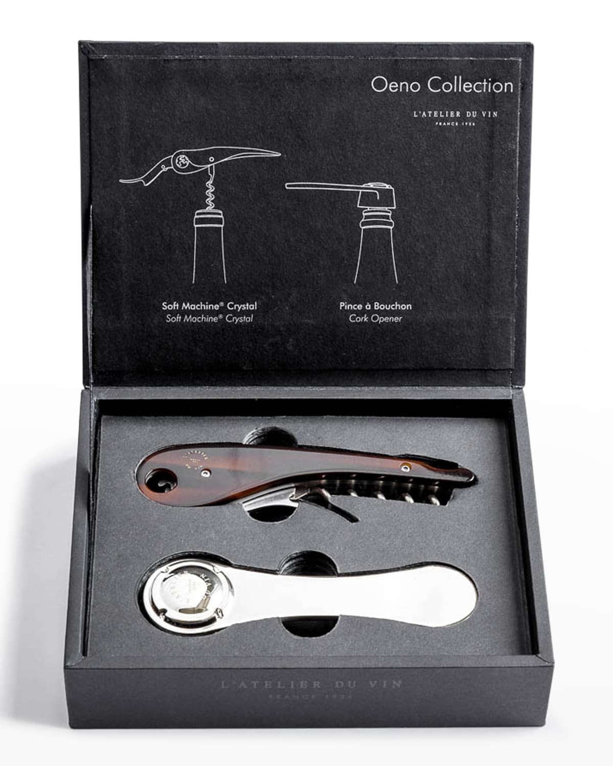 L'atelier Du Vin Oeno Collection 4 Wine Tools Gift Box In Brown And Silver