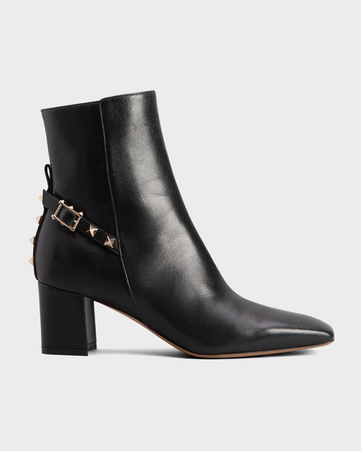 Valentino Garavani Rockstud Leather Block Heel Booties Smart Closet