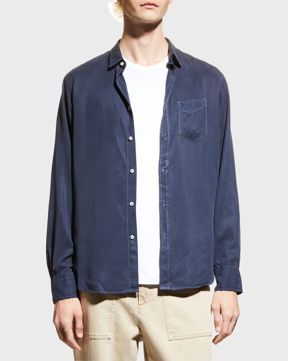 Officine Generale Men's Pigment-Dyed Quilted Shirt Jacket