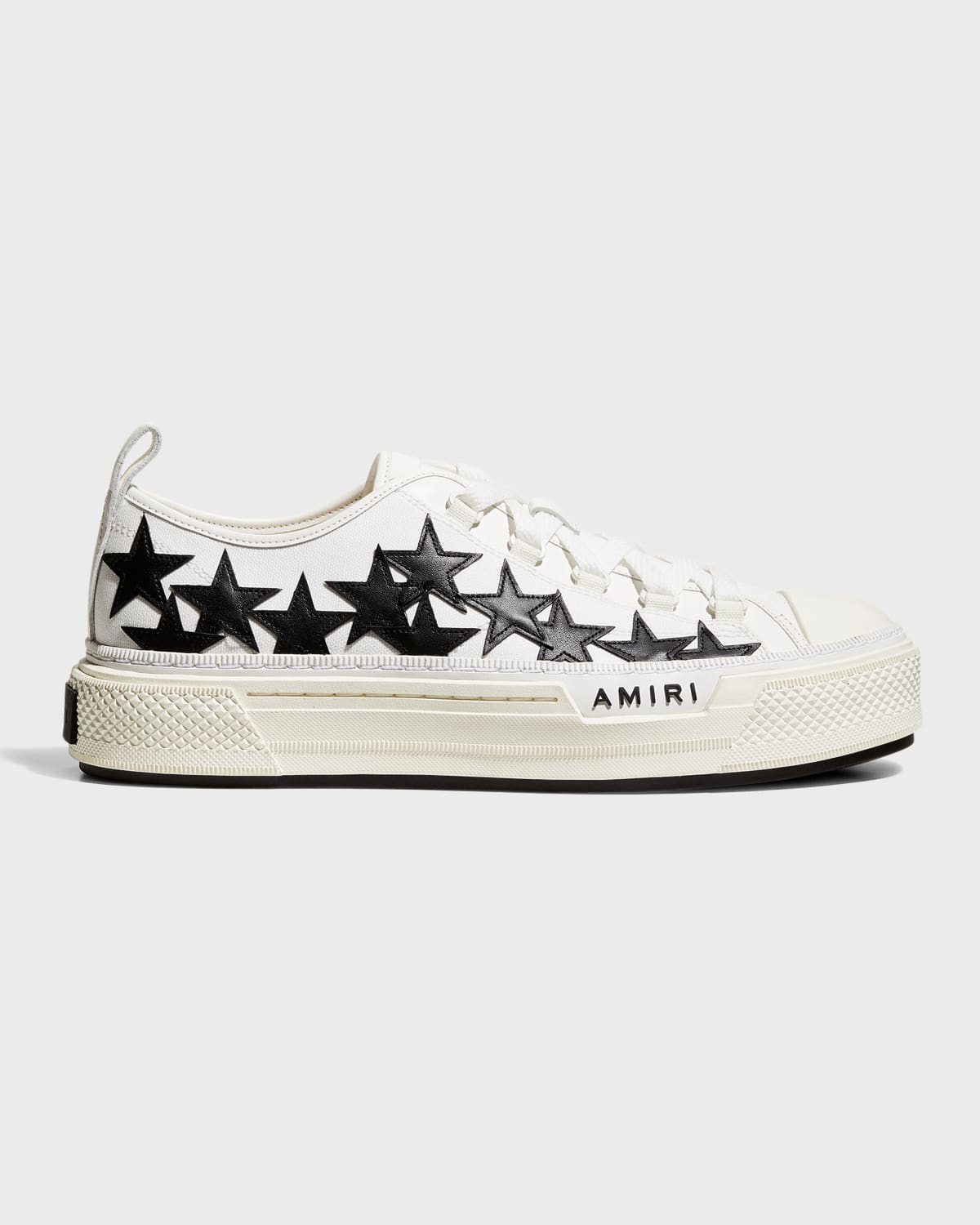 Shop Amiri Men's Stars Court Canvas Appliqué Low-top Sneakers In White/black