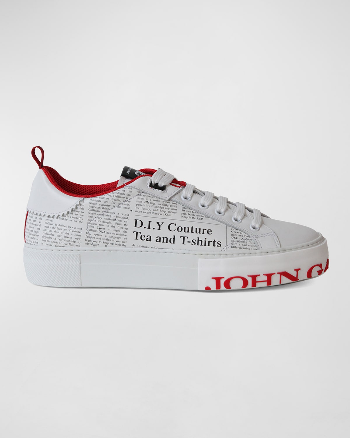 John Galliano Paris Men's Gazette Low-top Leather Trainers In White