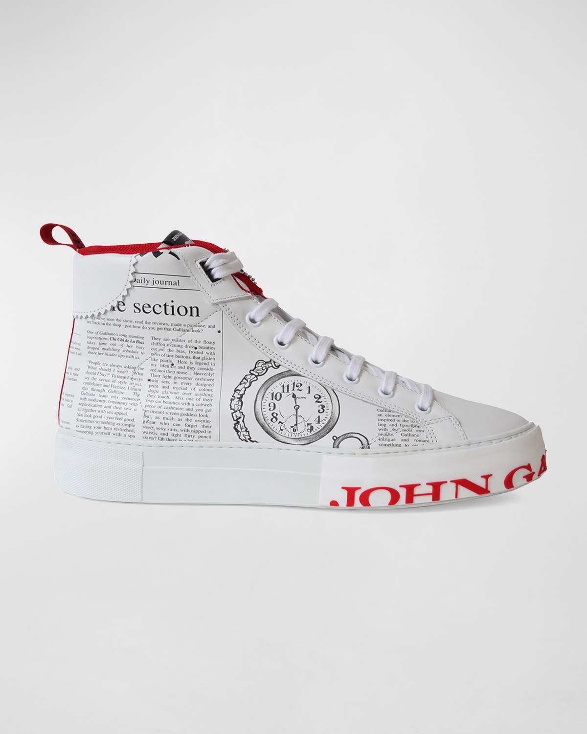 John Galliano Paris Men's Gazette High-Top Leather Sneakers