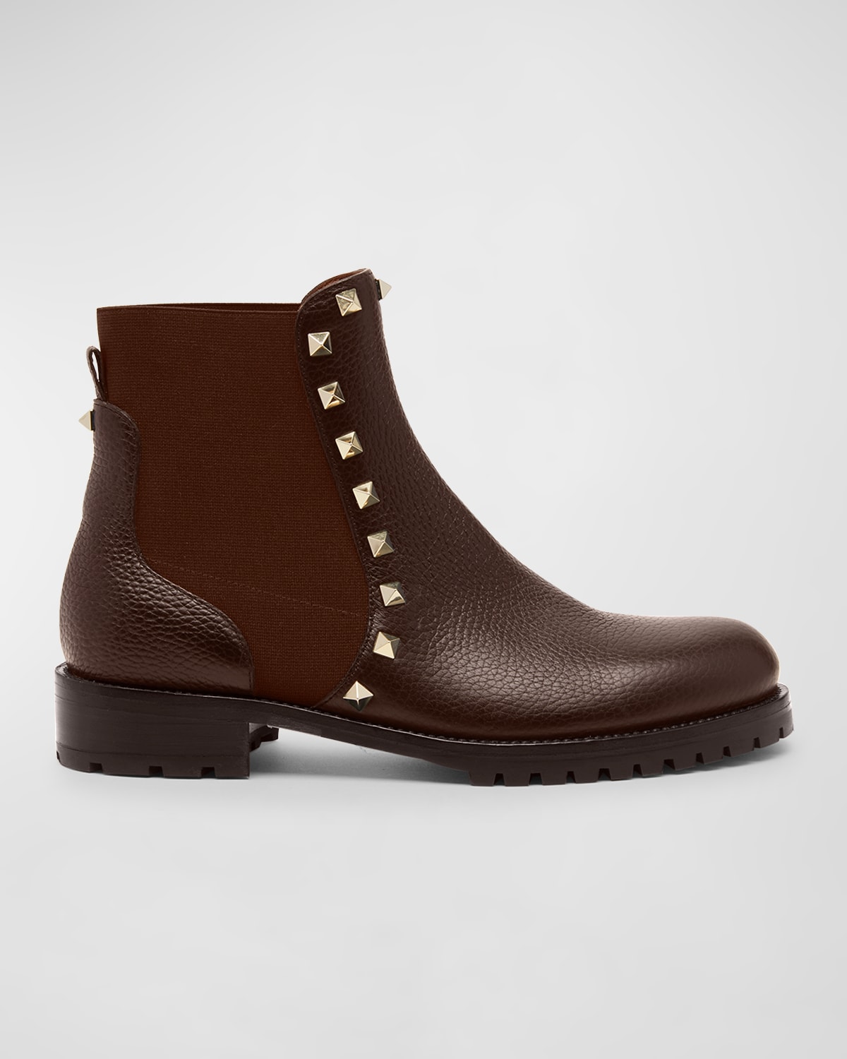 Valentino Garavani Rockstud Beatle Chelsea Ankle Boots In Fondant Brown