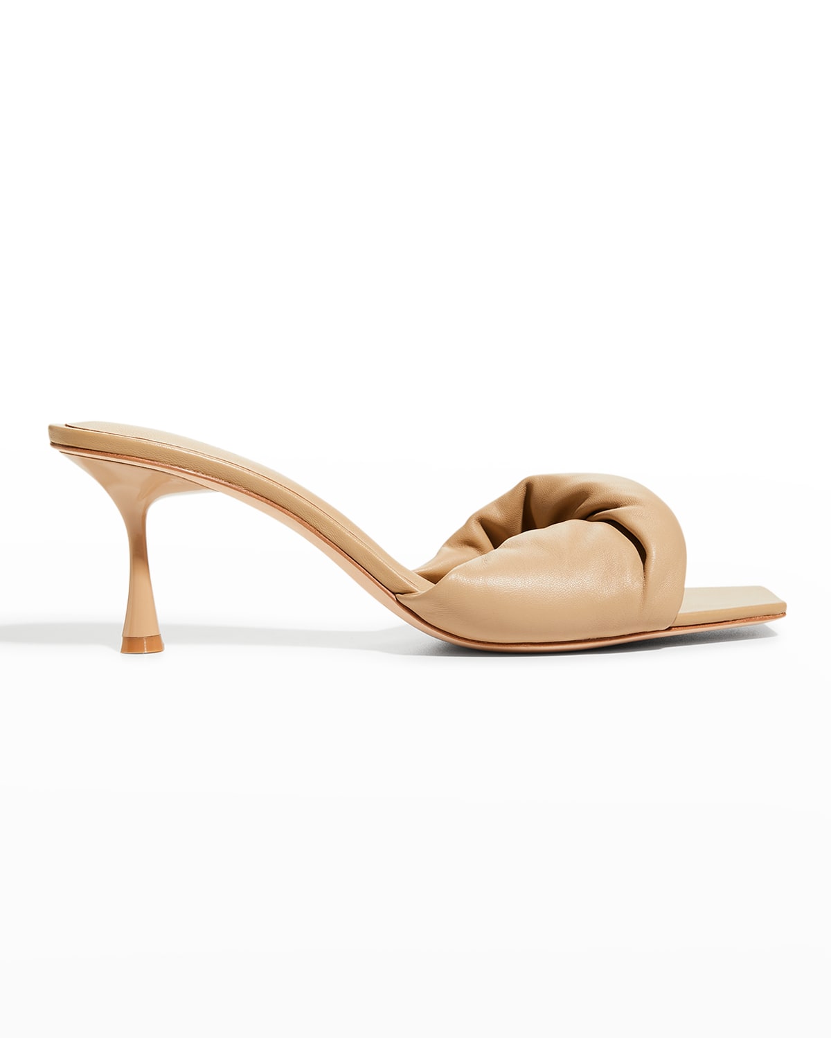 Studio Amelia Twisted Leather Slide Sandals In Beige