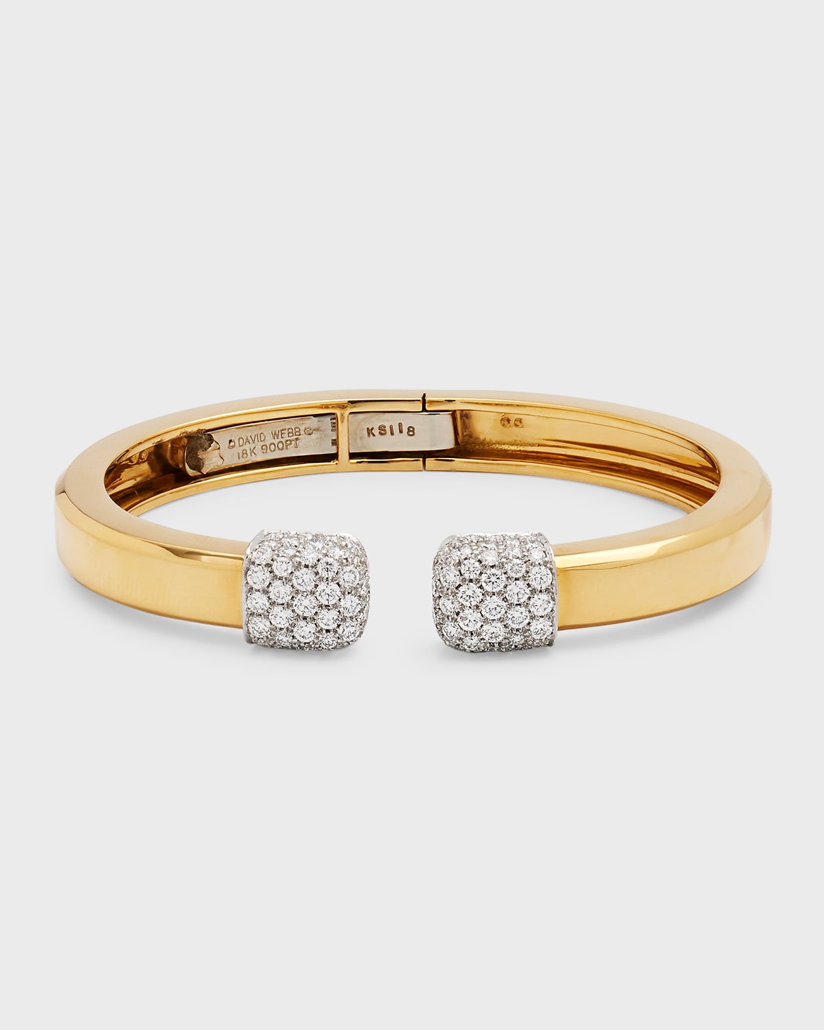 David Webb 18K Polished Gold Sugar Cube Bracelet w/ Diamonds
