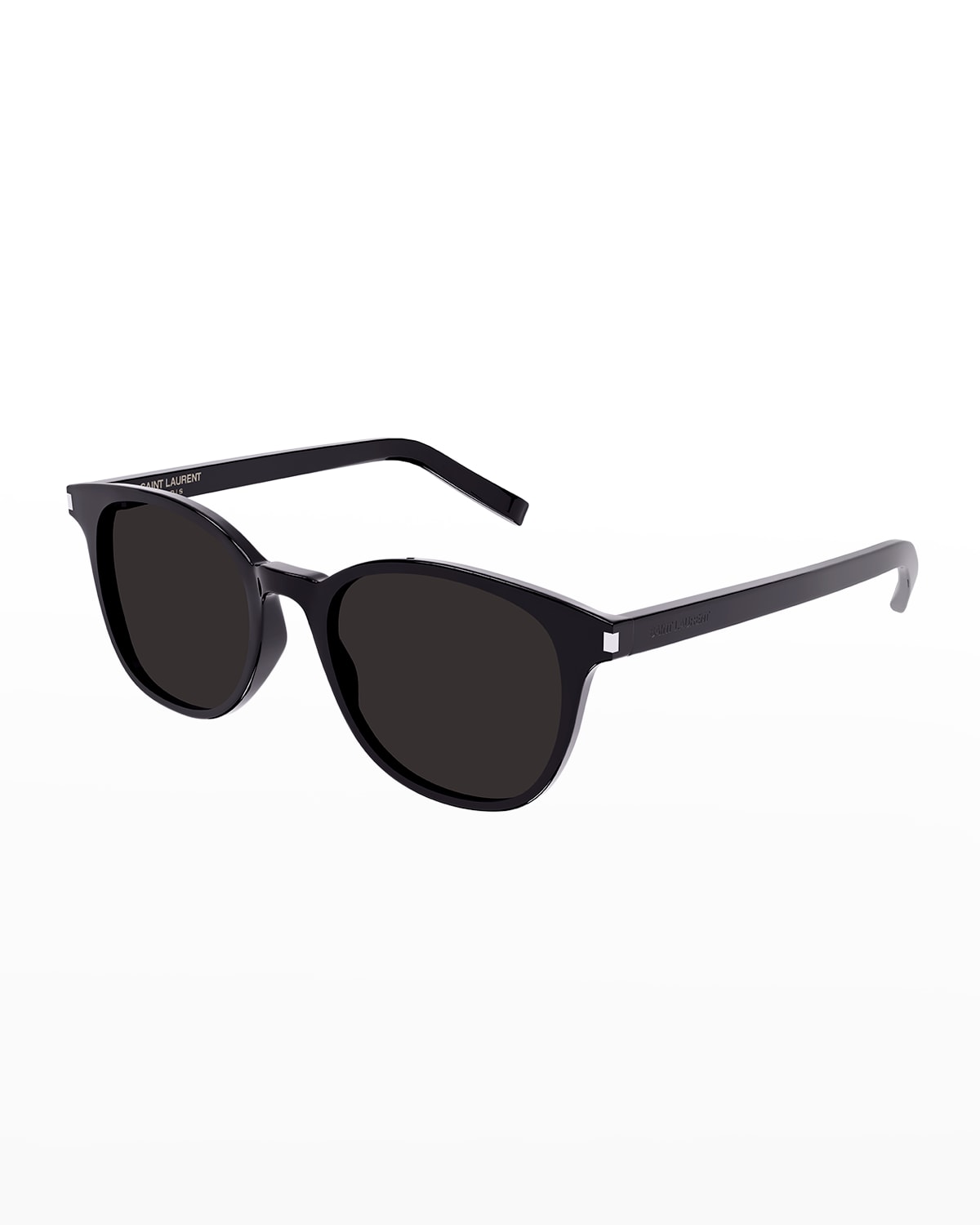 Saint Laurent Zoe Round Acetate Sunglasses In 001 Black