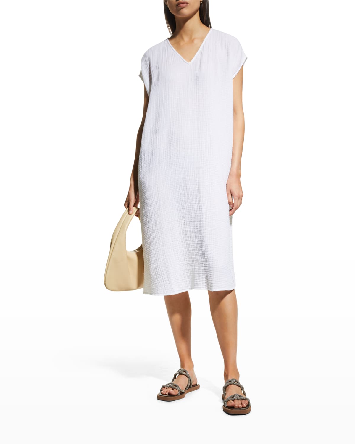 Eileen Fisher Gauze V Neck Shift Dress Smart Closet
