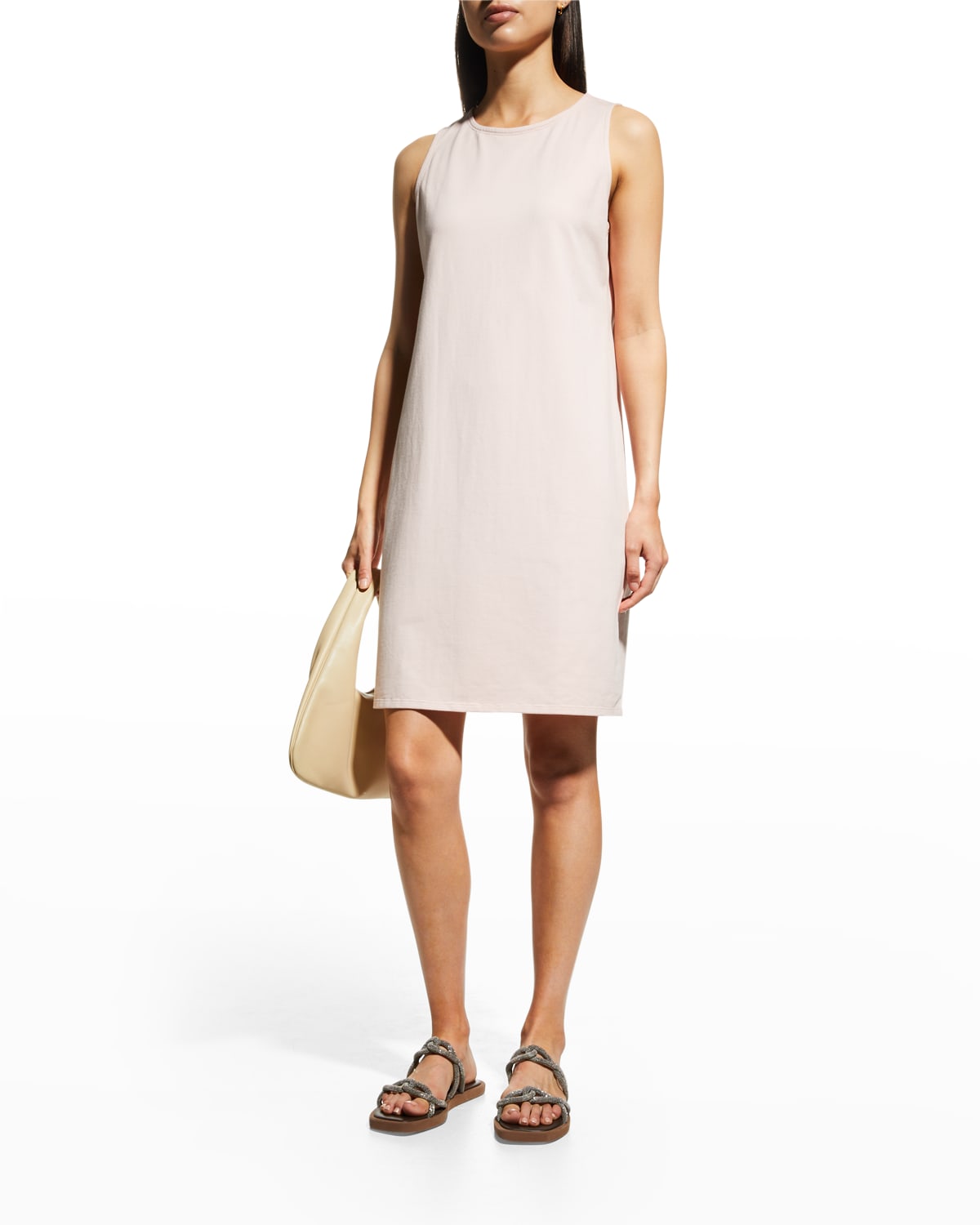 Eileen Fisher Sleeveless Jersey Shift Dress In Powder ModeSens