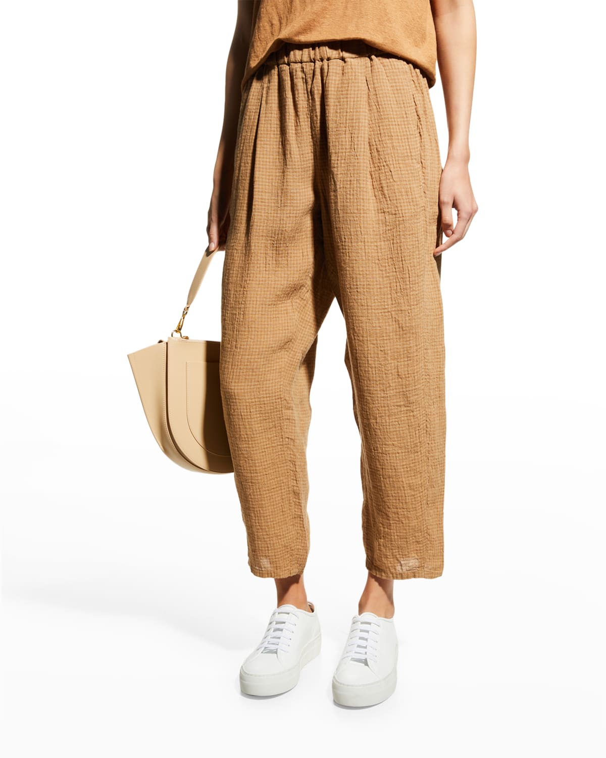 EILEEN FISHER PUCKERED LINEN LANTERN PANT 