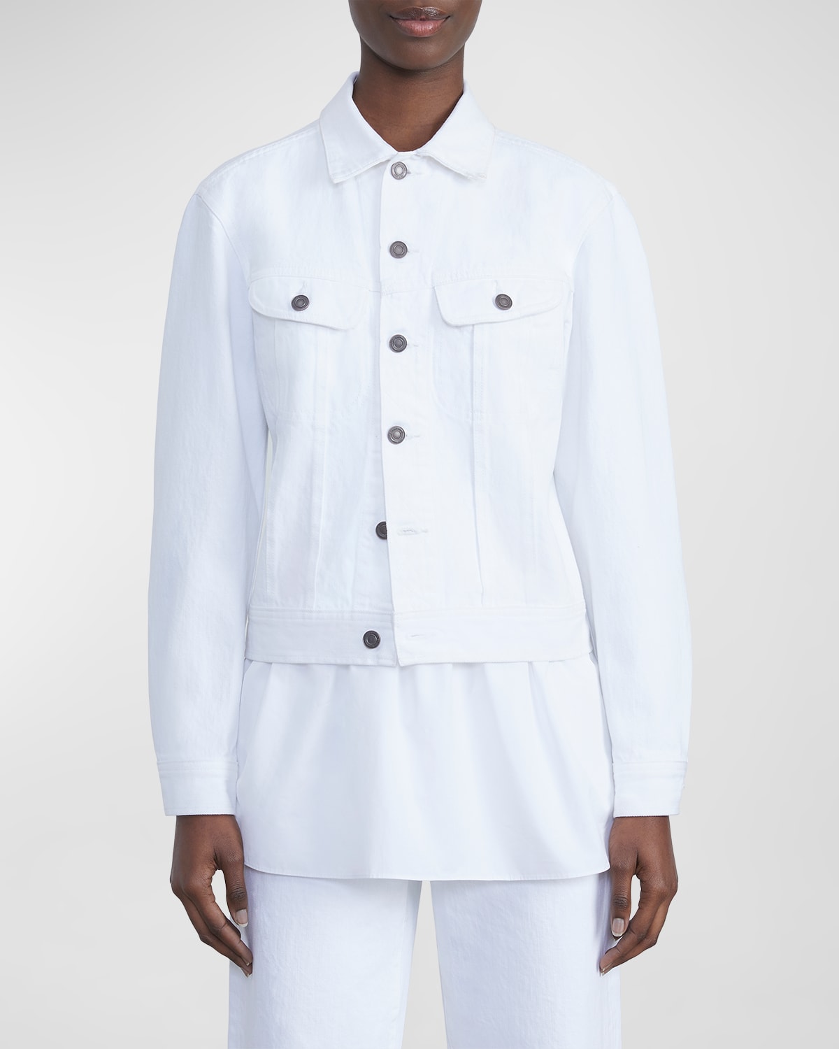 Lafayette 148 Laight Cropped Denim Jacket In White