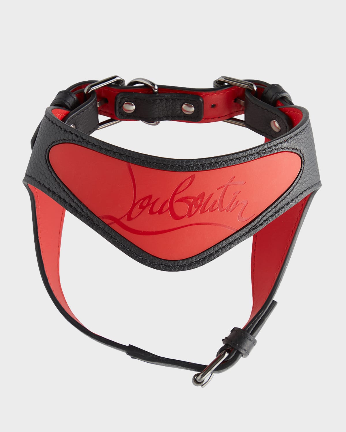 Shop Christian Louboutin Loubiharness Empire Gomme Dog Harness, Extra Small In Black/loubi