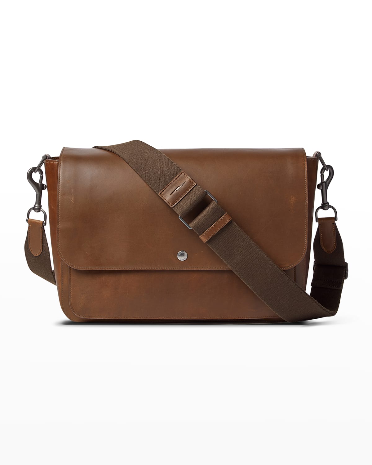 Shinola Canfield Relaxed Leather Messenger Bag In Med Brown