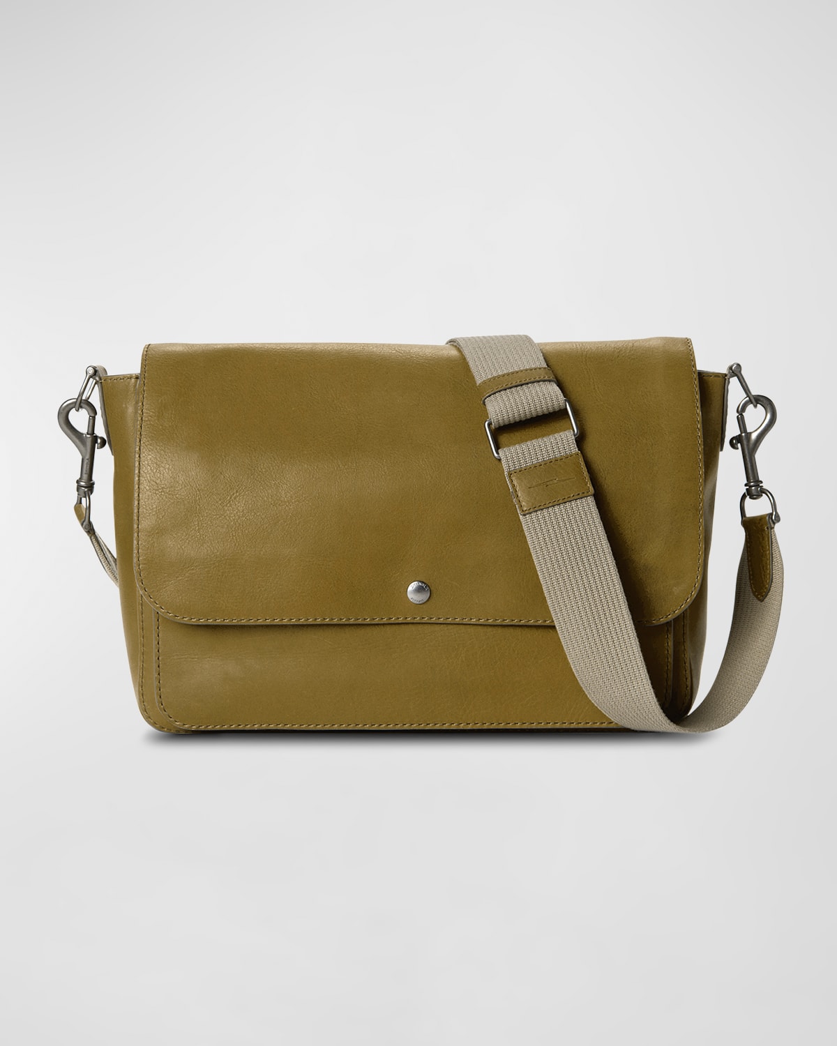 Shop Shinola Men's Canfield Relaxed Leather Messenger Bag In Olive