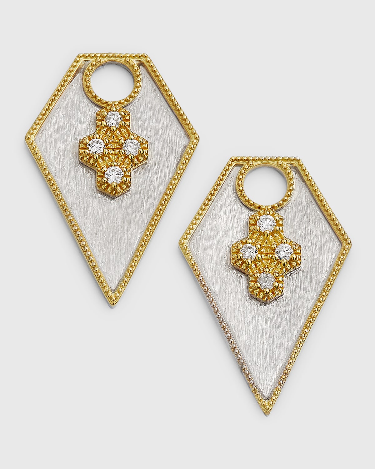 Jude Frances Mixed Metal Shield Earring Charms With Diamonds In Yg Ss