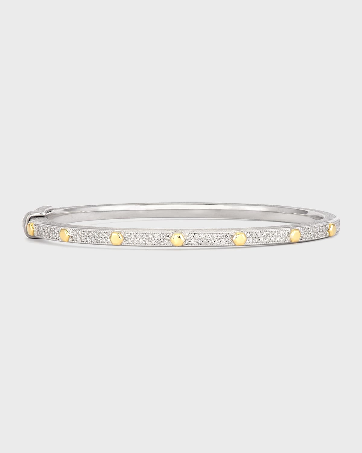 Jude Frances Mixed Metal Provence Diamond Bangle with Gold Hexagon Stations