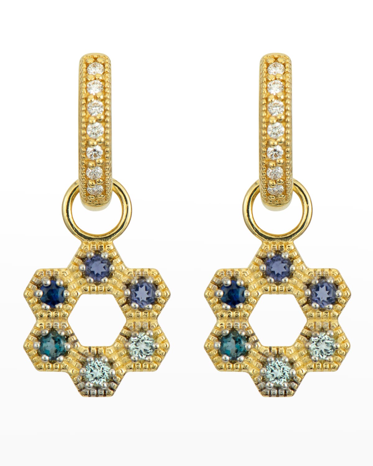 Provence Open Hexagon Stone Earring Charms in Shades of Blue Topaz