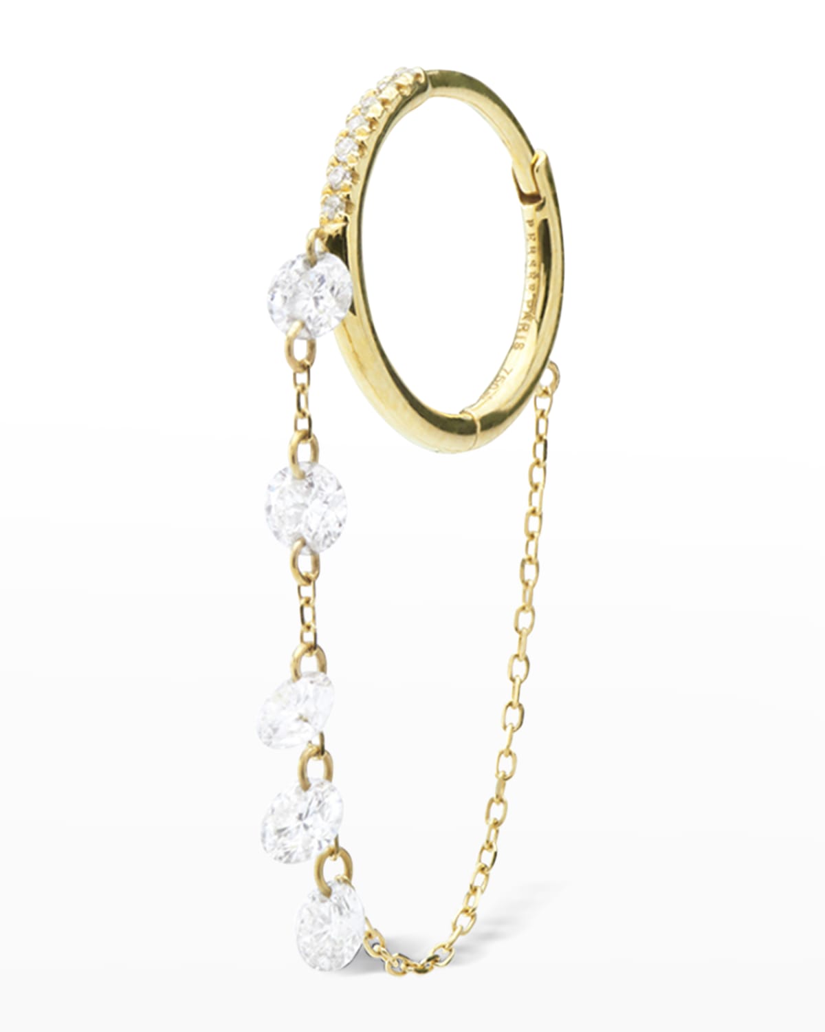 Persée Circle Pave 5-diamond Chain Earring, Single