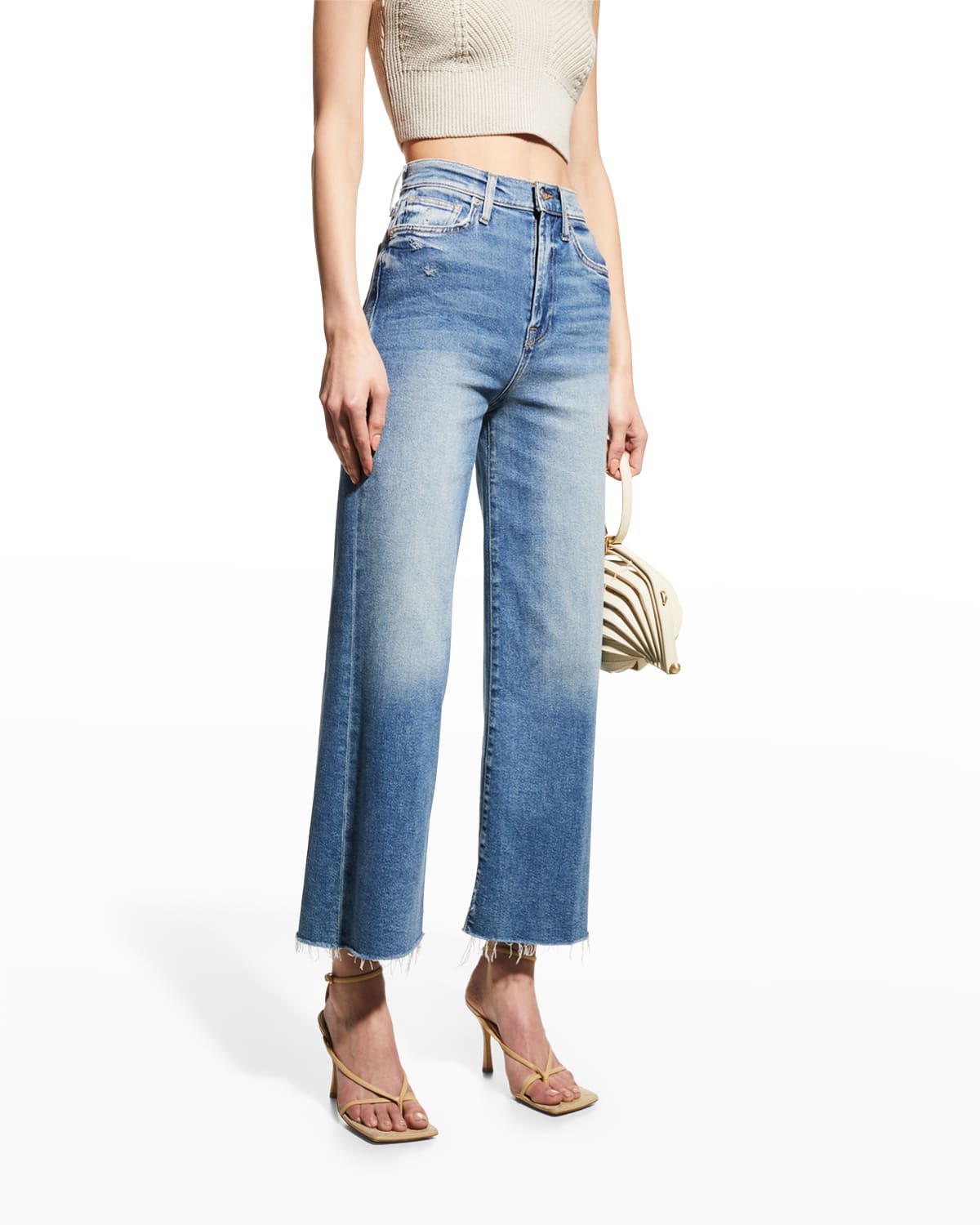 7 For All Mankind Wide-leg Cropped Comfort Stretch Jeans In Edis