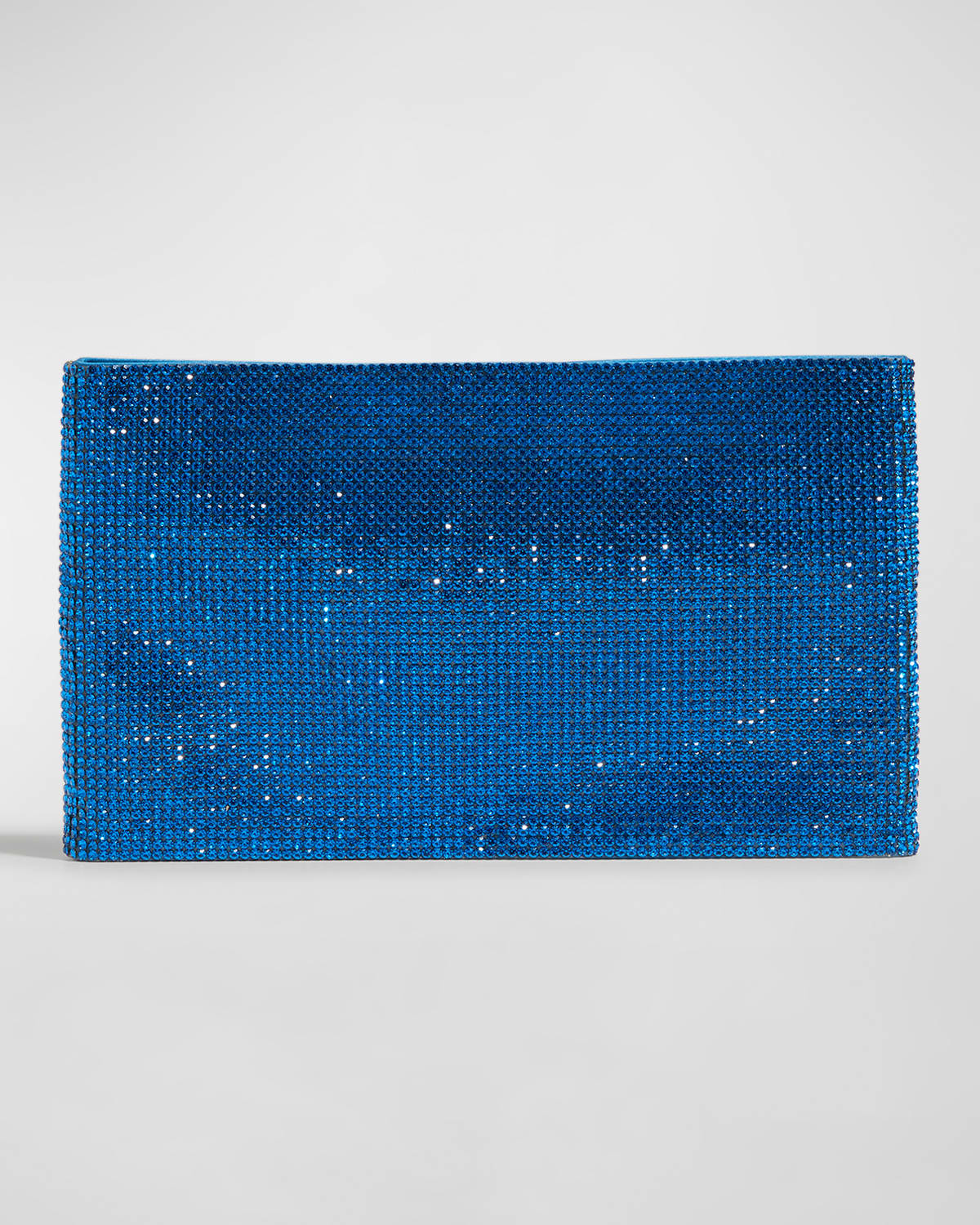 Judith Leiber Allover Crystal Zip Pouch Clutch Bag In Champ Agne Pr