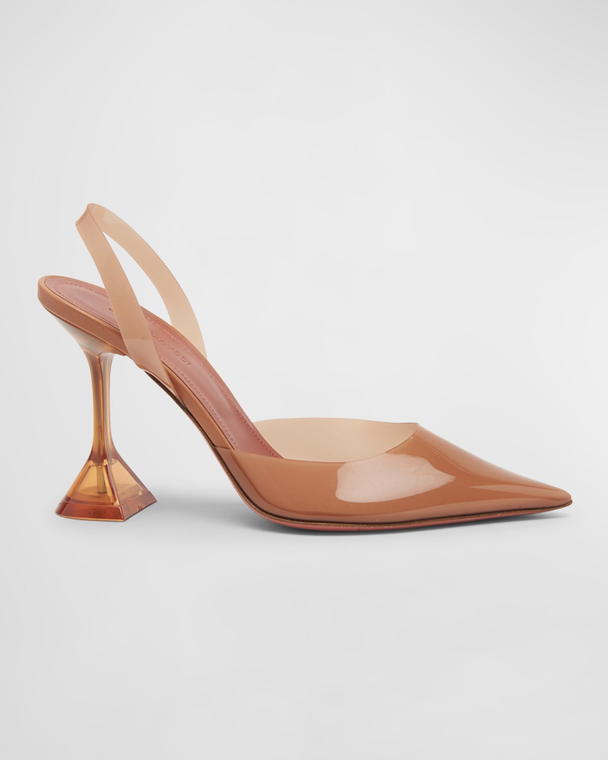 Shop Amina Muaddi Holli Clear Slingback Pumps In Nude