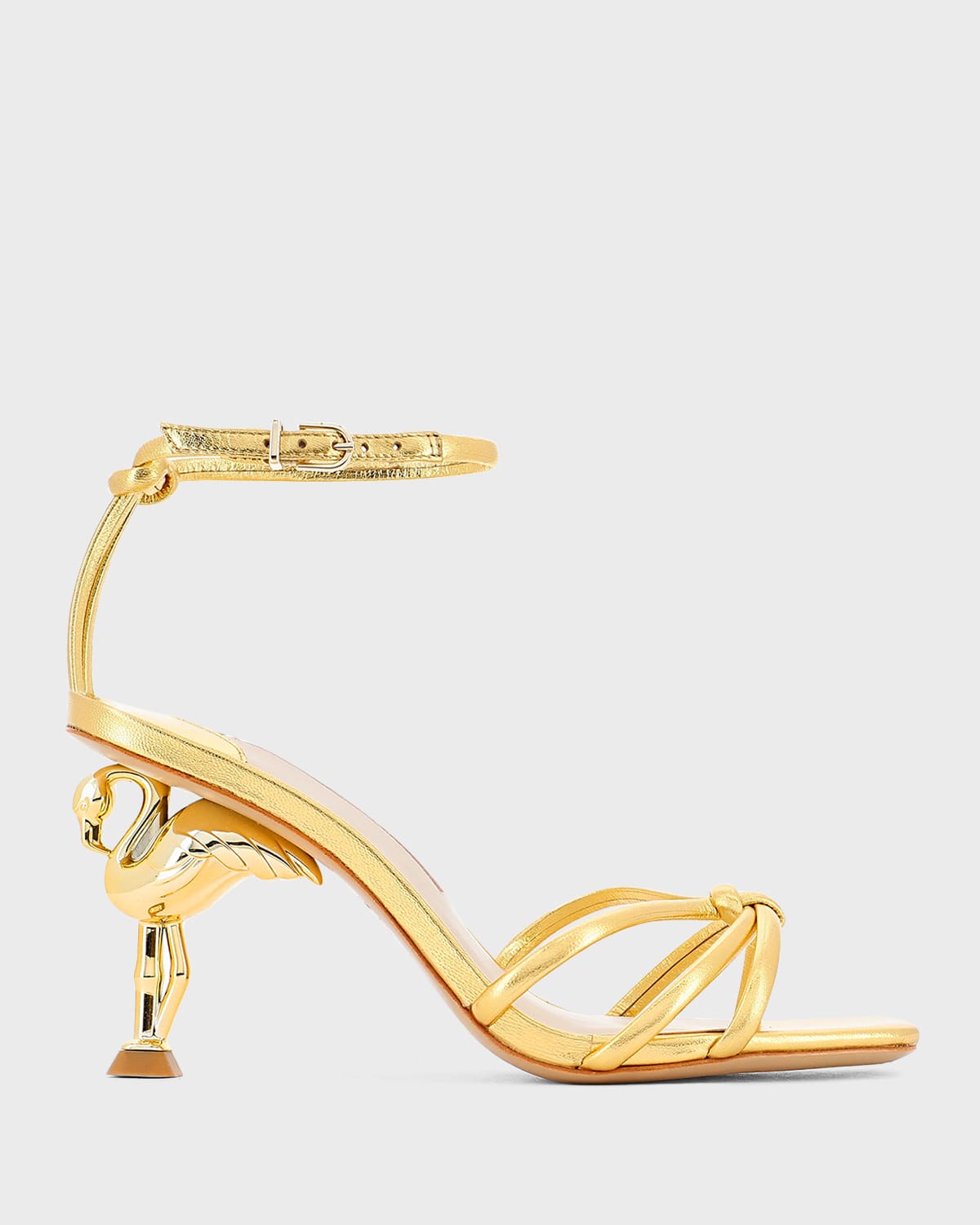 Shop Sophia Webster Flo Flamingo Ankle-strap Sandals In Gold