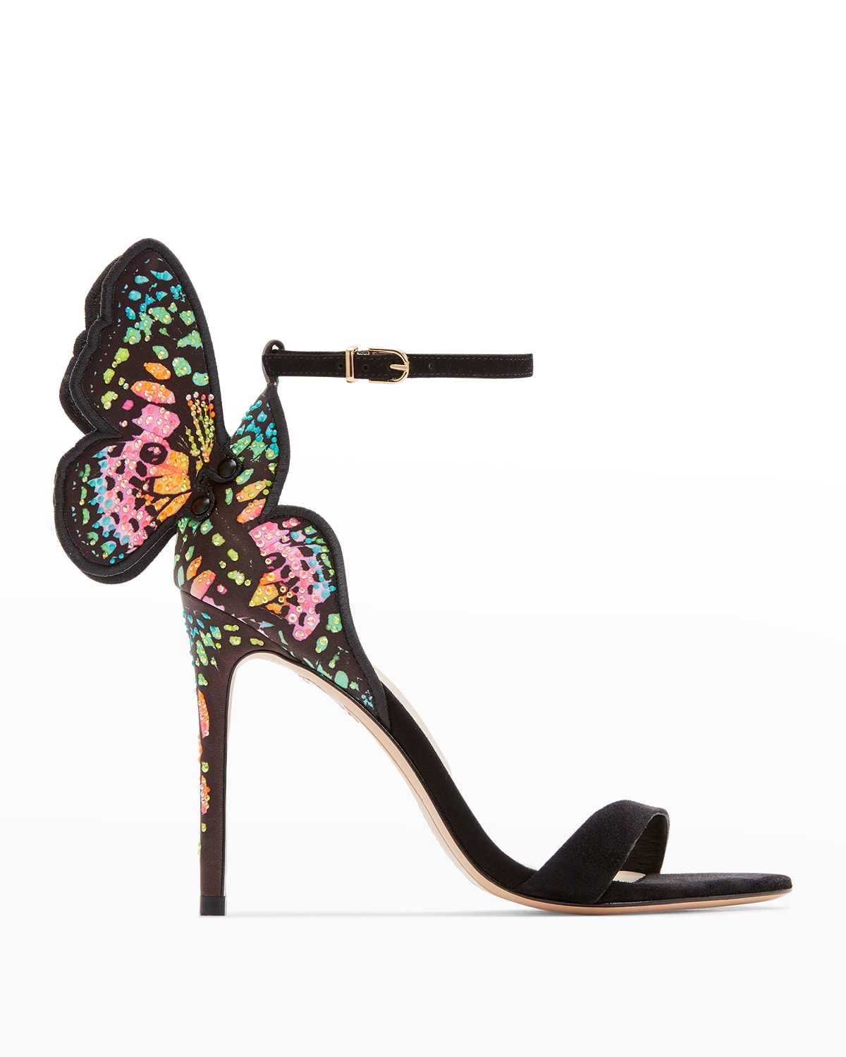 Sophia Webster Chiara Butterfly Embroidered Stiletto Sandals In Black Papillon P