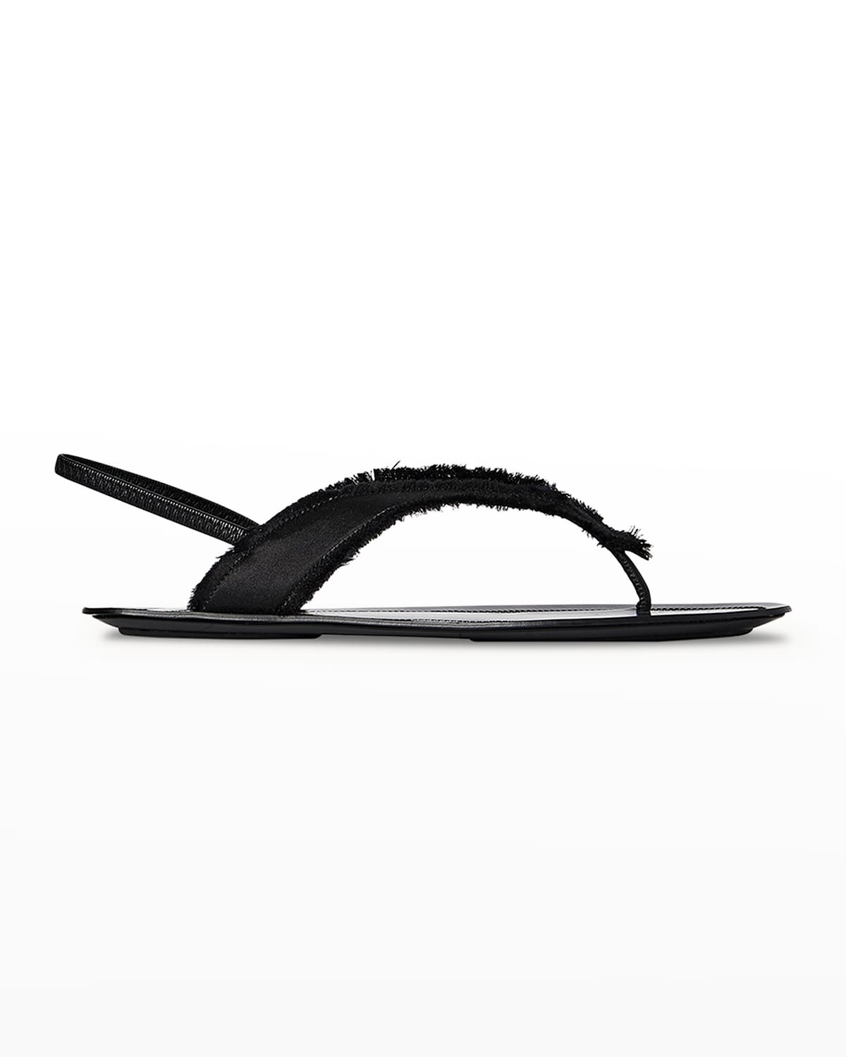 The Row Frayed Slingback Thong Sandals In Black/black
