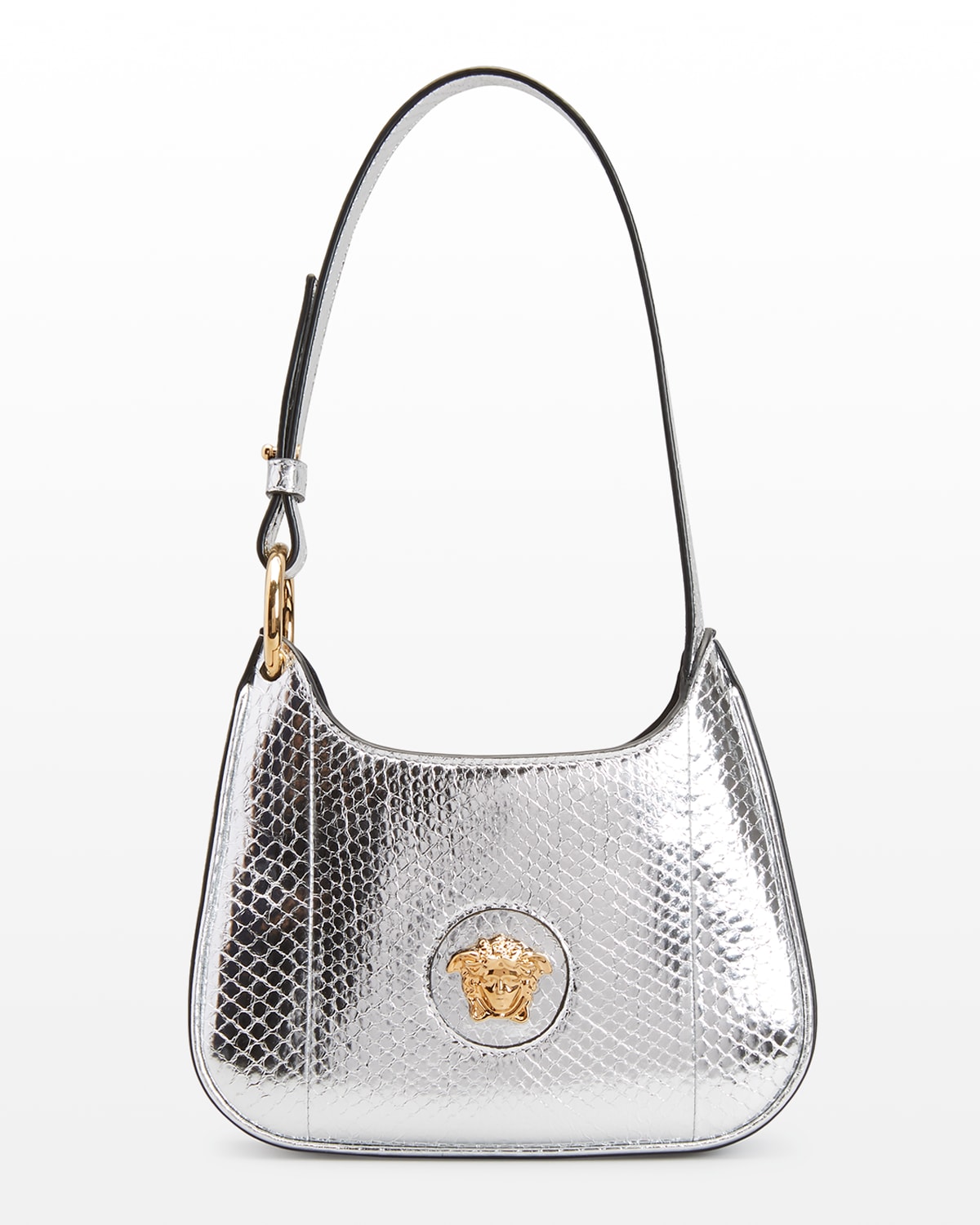 Versace La Medusa Hobo Bag In Silver