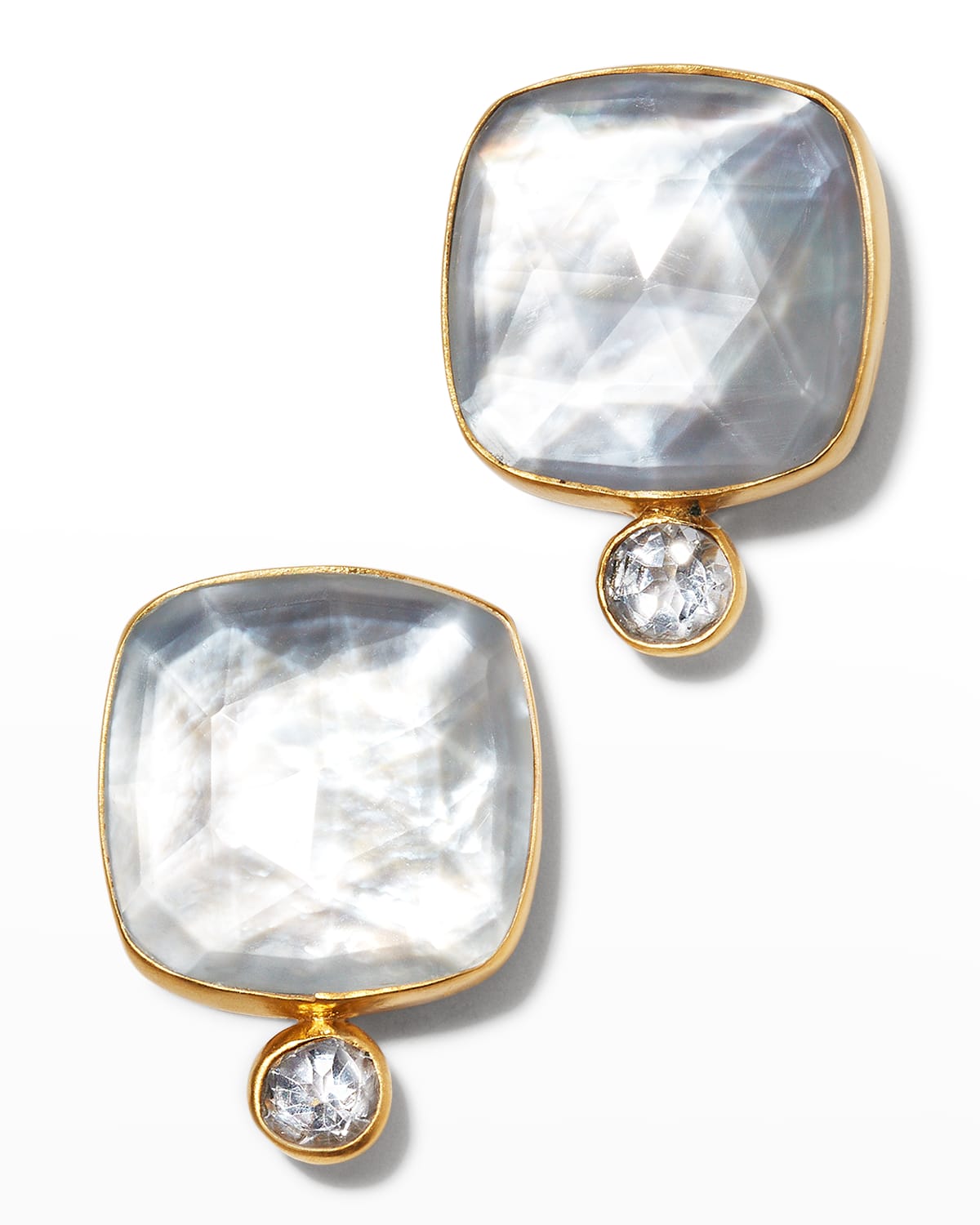 Dina Mackney White Doublet Large Stud Earrings In Gold
