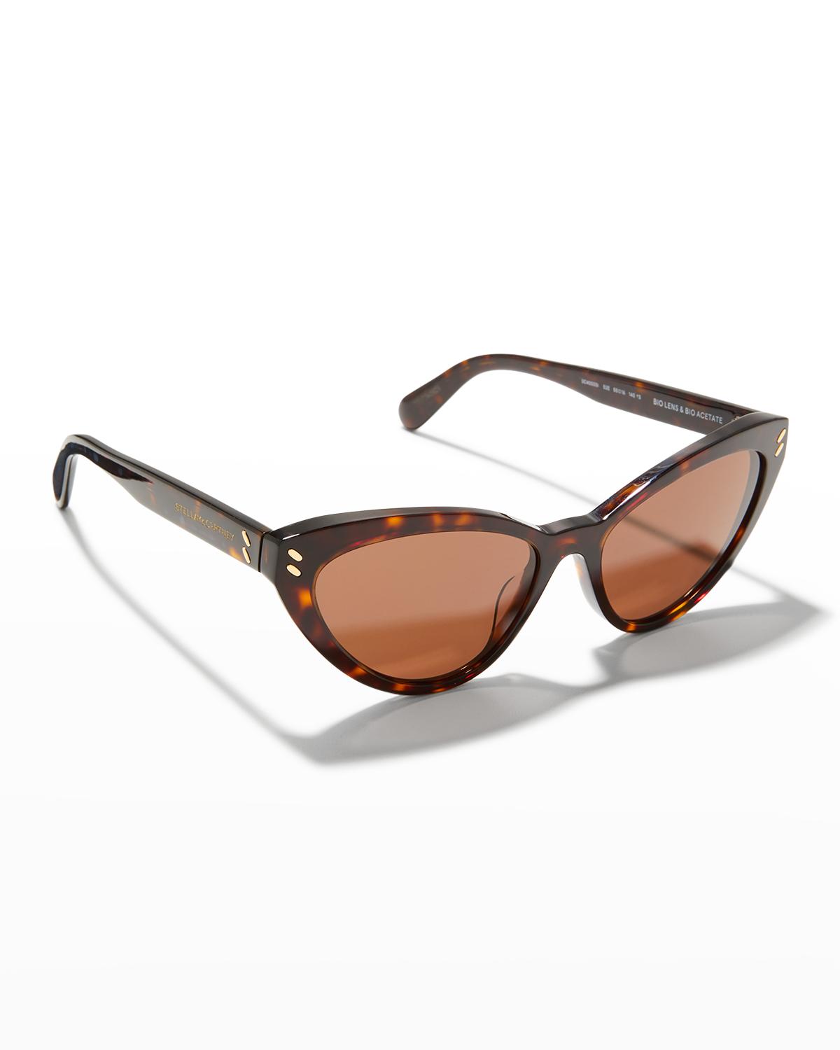Stella McCartney Tan Cat-Eye Sunglasses with Dark Lenses Women Khaki Exaggerated Cat-Eye Sunglasses | Stella McCartney QA main image 4