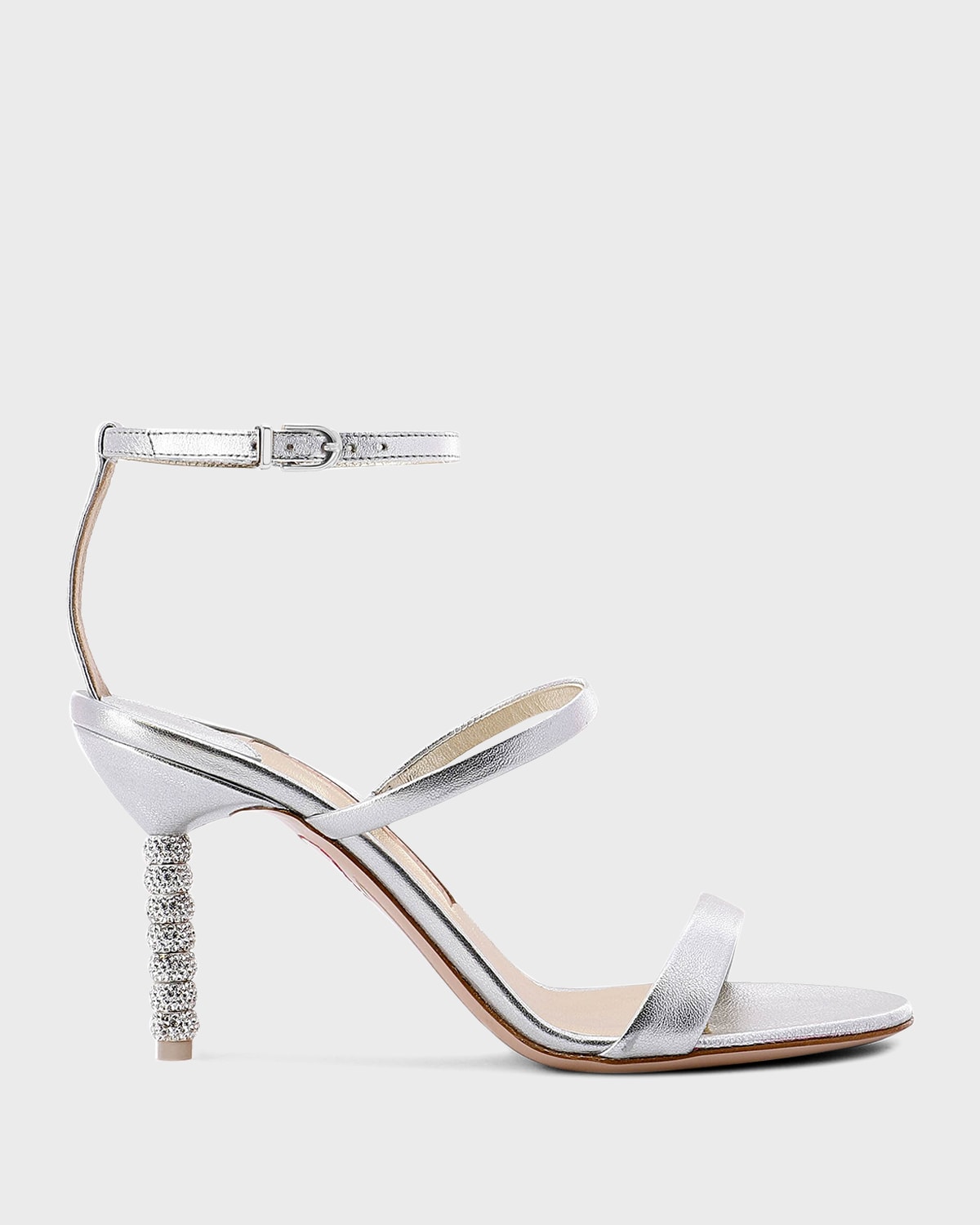 Shop Sophia Webster Rosalind Metallic Crystal-heel Sandals In Silver