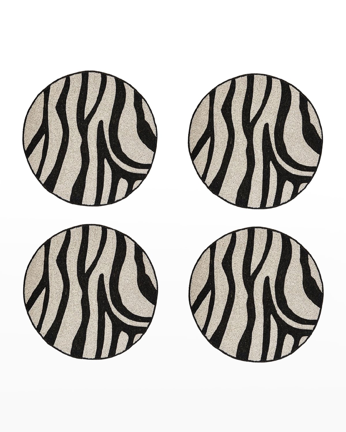 Joanna Buchanan Beaded Zebra Coasters, Set Of 4 In Black
