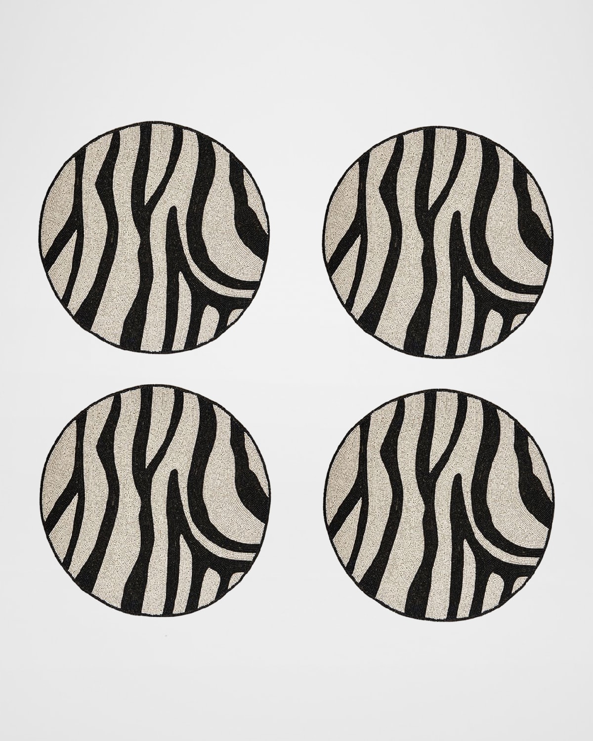 Joanna Buchanan Beaded Zebra Coasters, Set Of 4 In Black