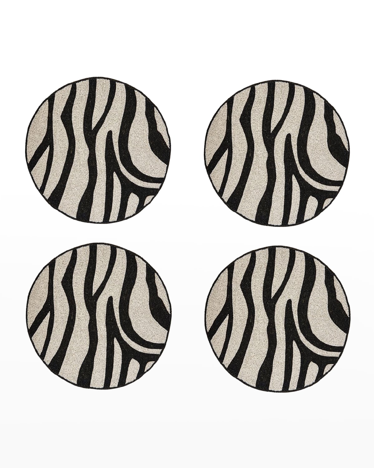 Joanna Buchanan Beaded Zebra Coasters, Set Of 4 In Brown