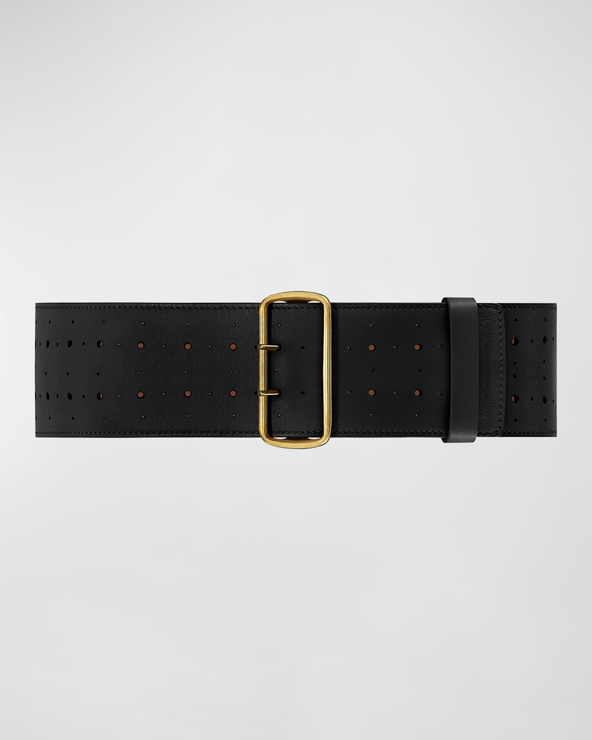 Shop Vaincourt Paris La Celeste Perforated Wide Leather Belt In Black