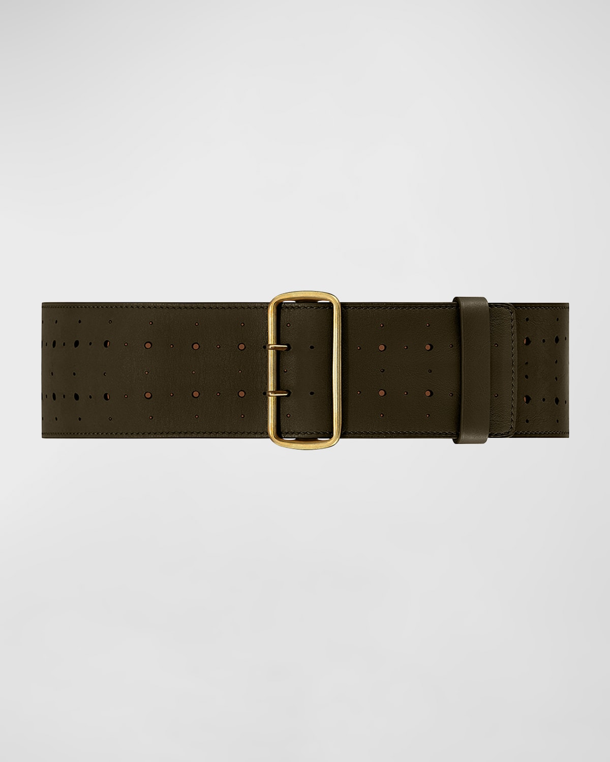 Vaincourt Paris La Celeste Perforated Wide Leather Belt In Truffle