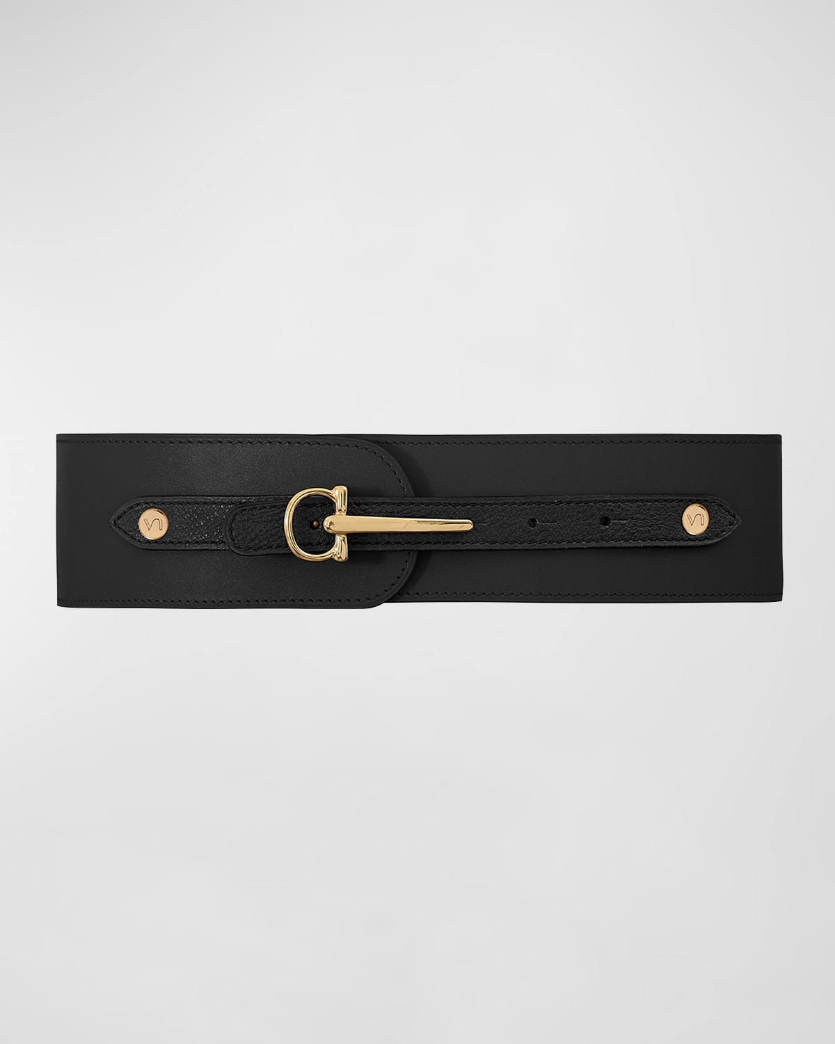 Shop Vaincourt Paris La Gracieuse Wide Leather Belt In 01 Black Black