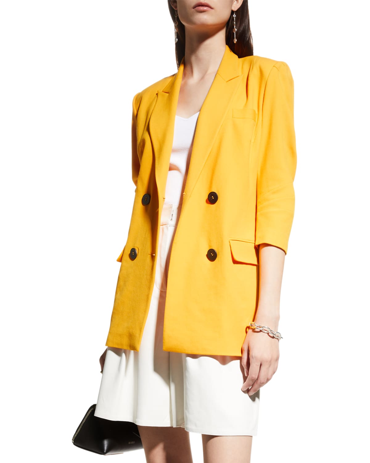 Zeynep Arcay Double-breasted Wool Blazer In Melon