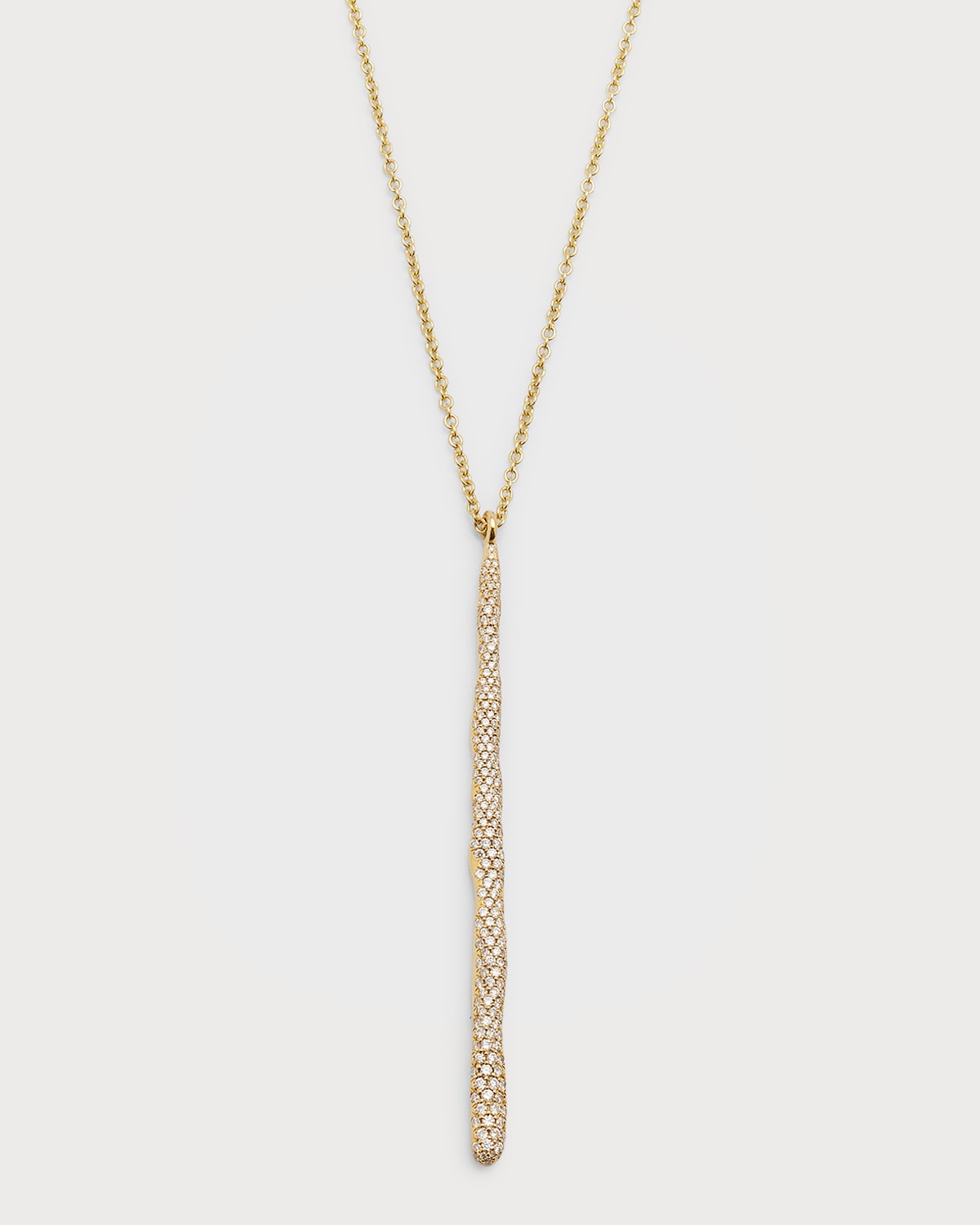 IPPOLITA YELLOW GOLD STARDUST LONG PAVE SQUIGGLE STICK PENDANT NECKLACE WITH DIAMONDS, 16-18"L
