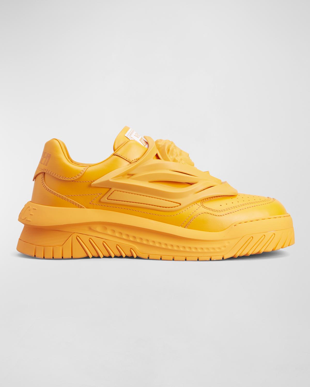 Versace Neon Yellow Odissea Trainers - NEW NEVER WORN Versace Sneaker Vitello Stampa Smile Black Yellow Graphic  main image 3