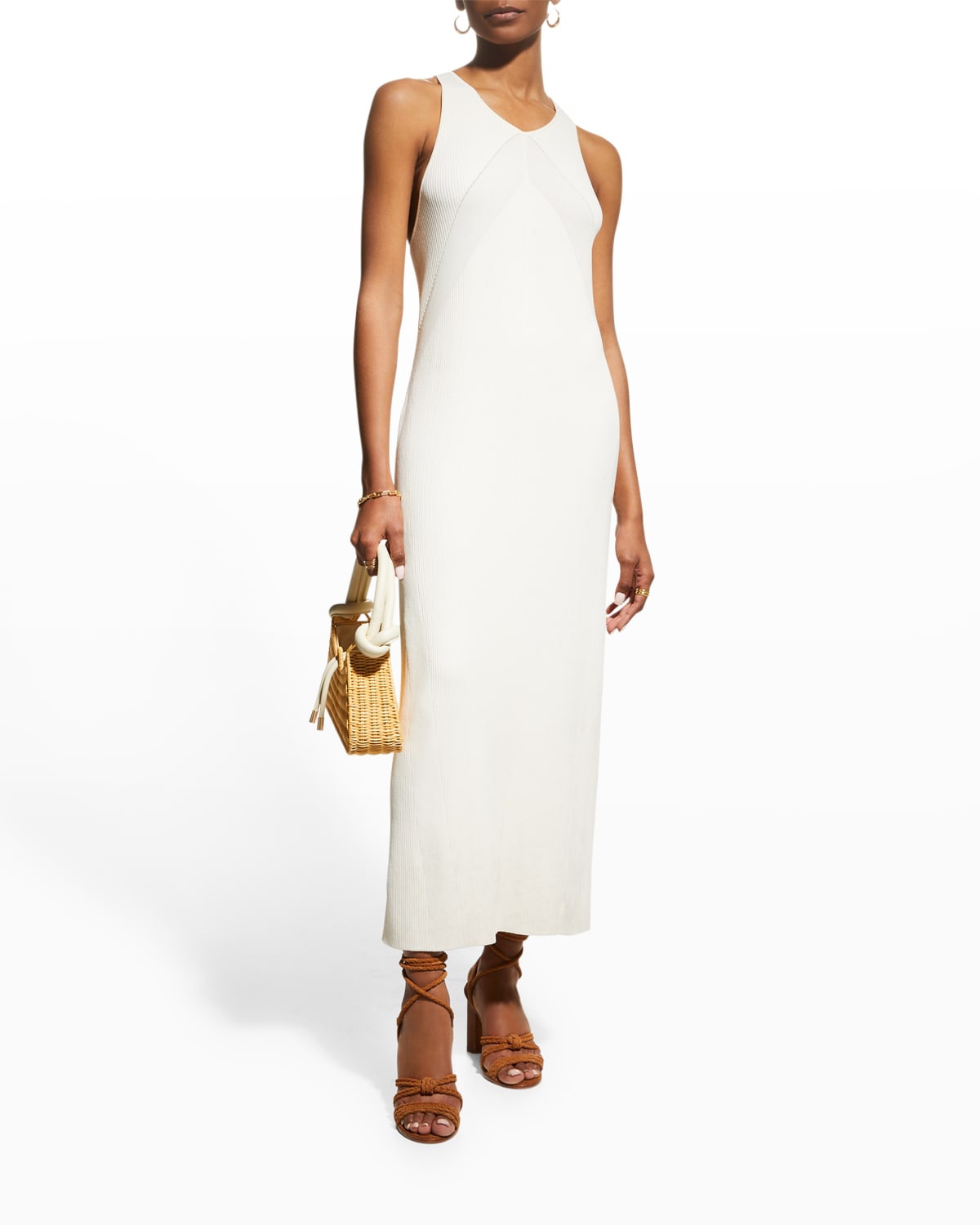 Rag & Bone Asher Ribbed-knit Racerback Maxi Dress In Ivory