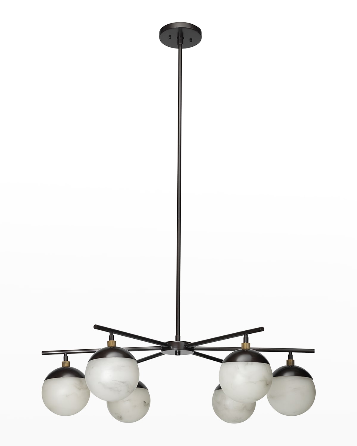 Shop Jamie Young Metro 6-light Chandelier In Faux White Alabaster And Oil Rubbed Bronze W/ Antique Brass Accents