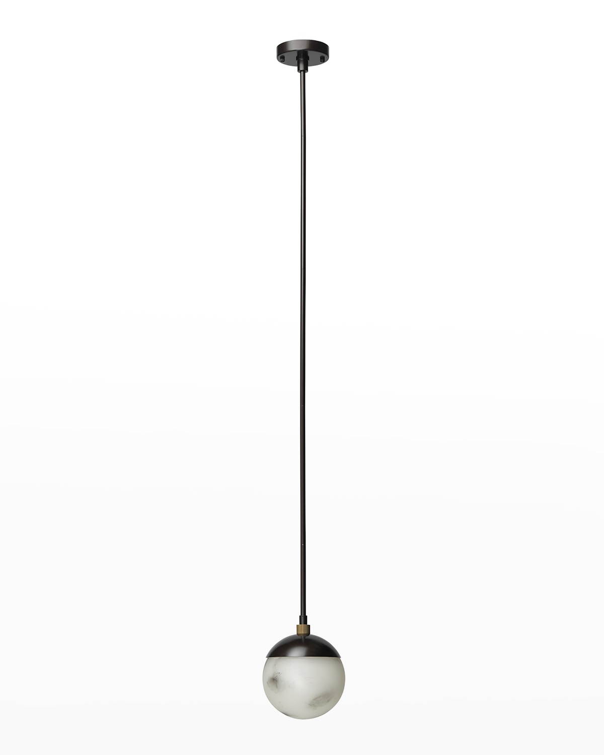 Shop Jamie Young Metro Dome Shade Pendant In Faux White Alabaster And Oil Rubbed Bronze W/ Antique Brass Accents