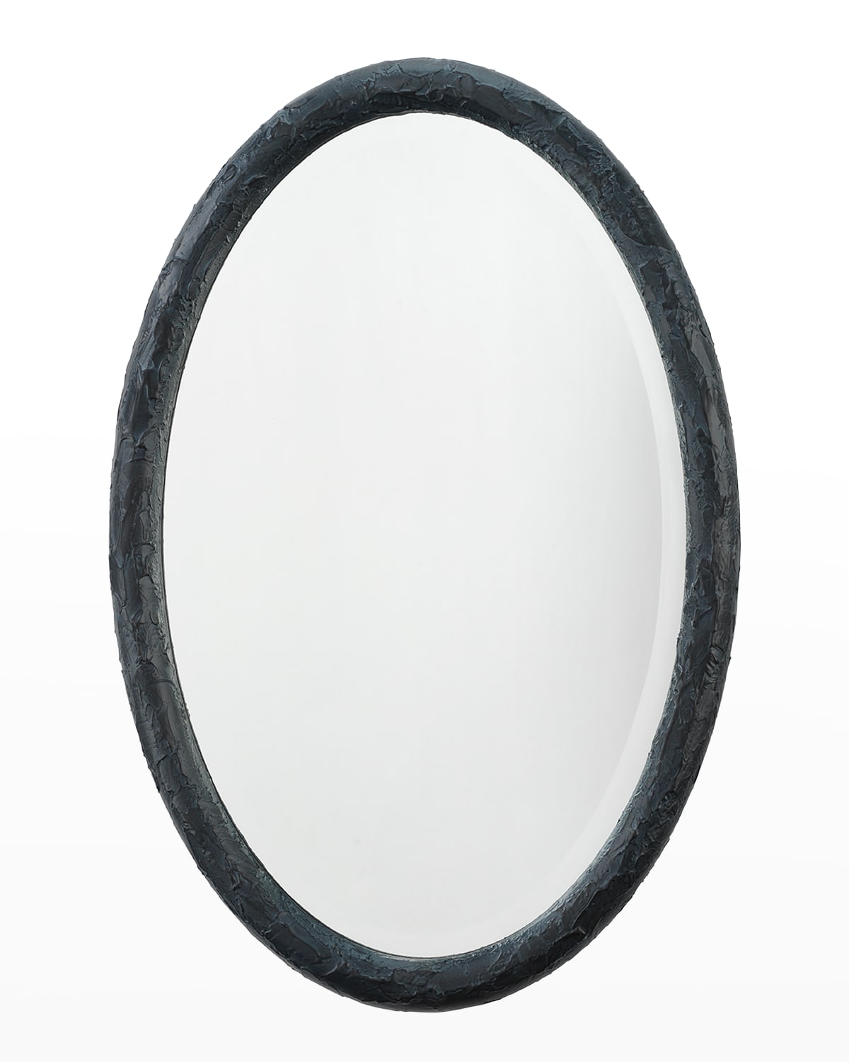 Shop Jamie Young Ovation Oval Mirror In Textured Charcoal Resin