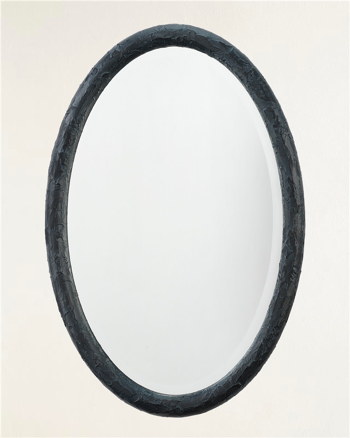 Shop Jamie Young Ovation Oval Mirror In Textured Charcoal Resin