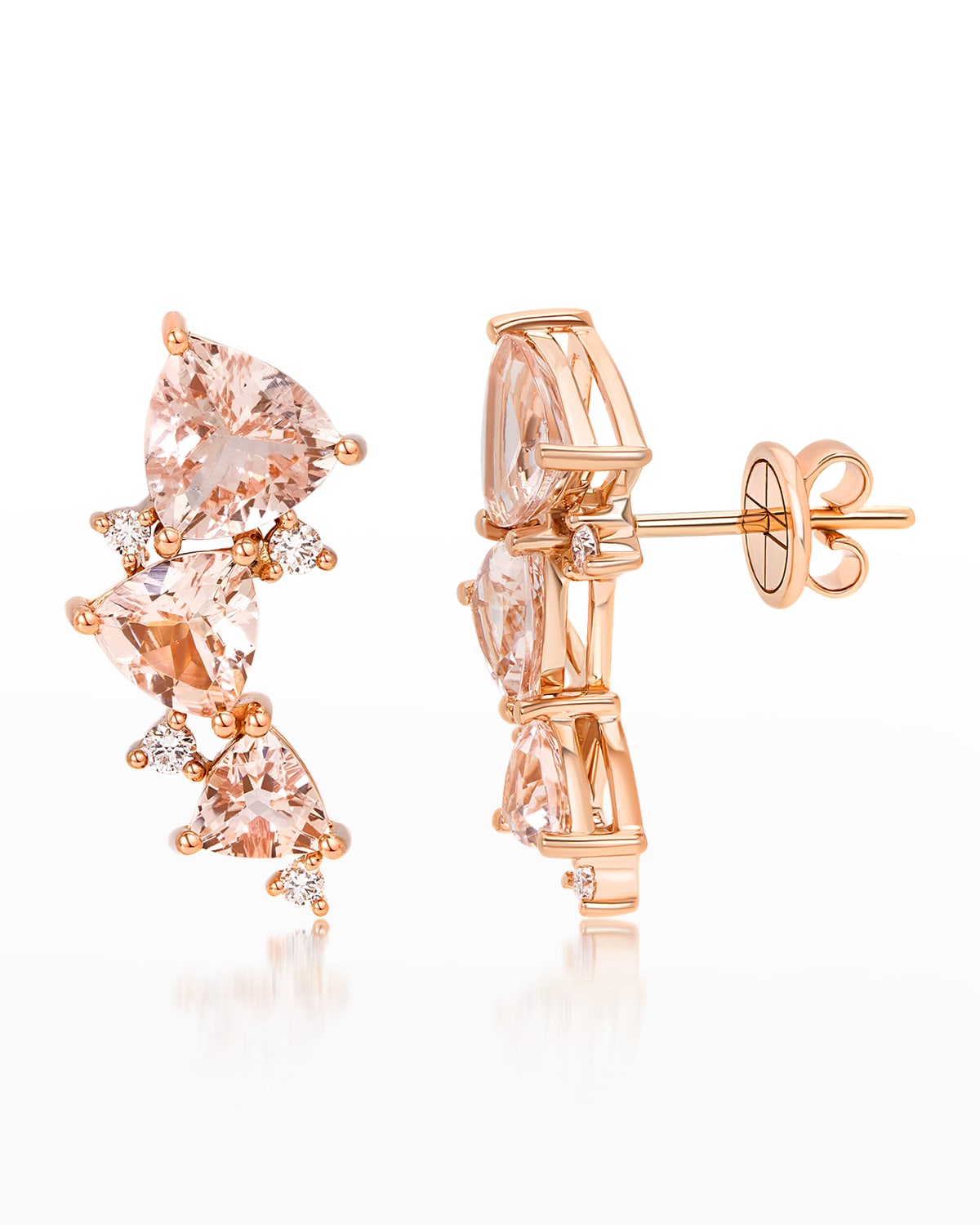Mirage Pink Gold Earrings with Diamonds and Rose Morganite