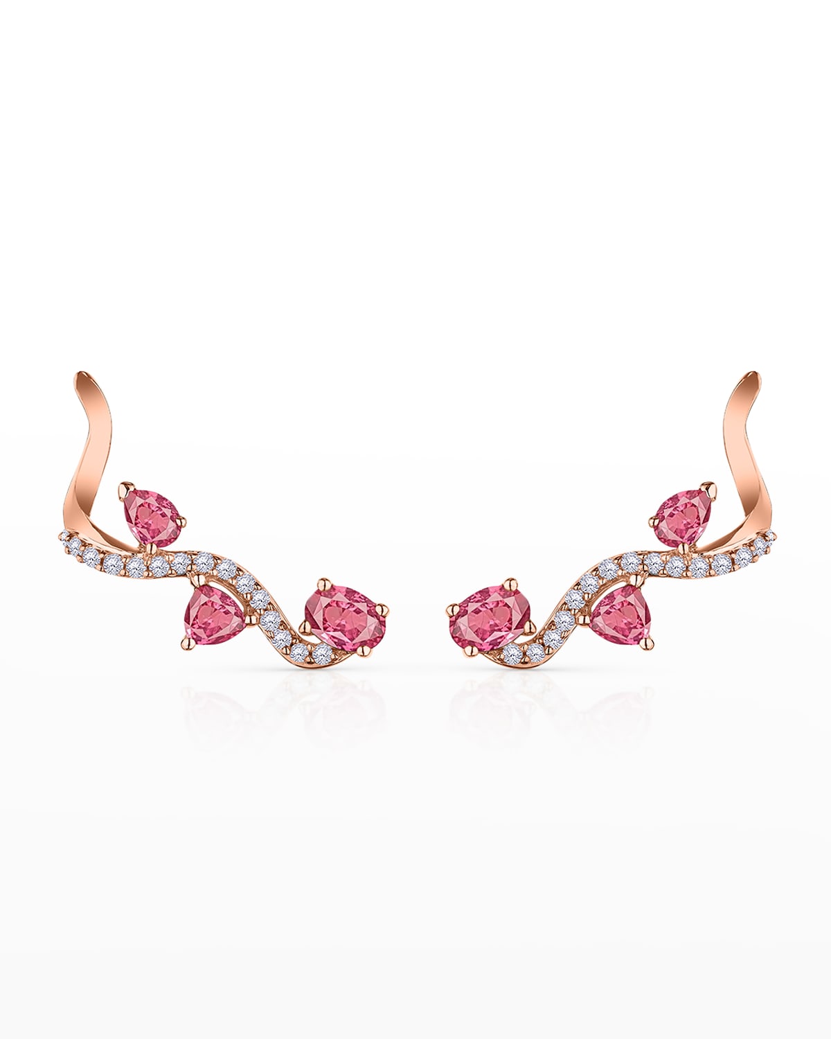 Mirage Pink Gold Earrings with Diamonds and Pink Sapphires